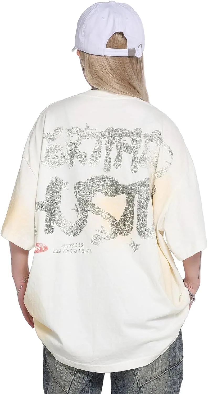Men's Hip Hop Graphic Print Cotton T-Shirt Fashion Special Design Crewneck Rapper Short Sleeve Tops…