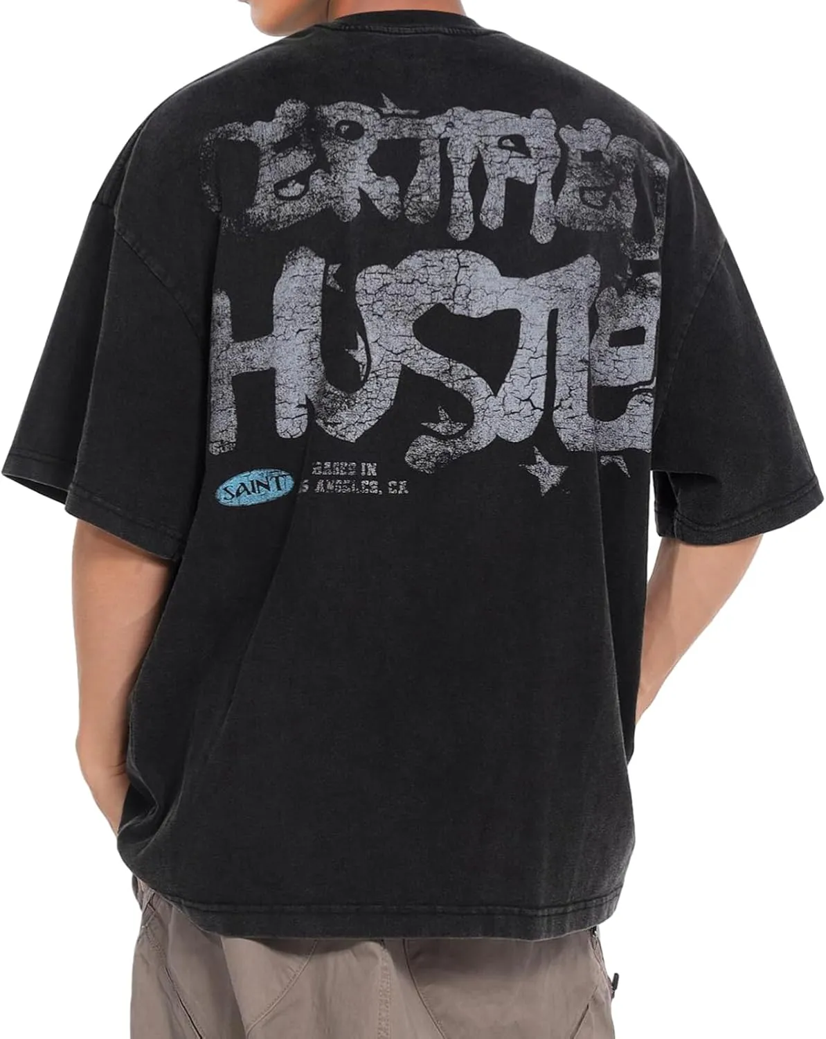 Men's Hip Hop Graphic Print Cotton T-Shirt Fashion Special Design Crewneck Rapper Short Sleeve Tops…