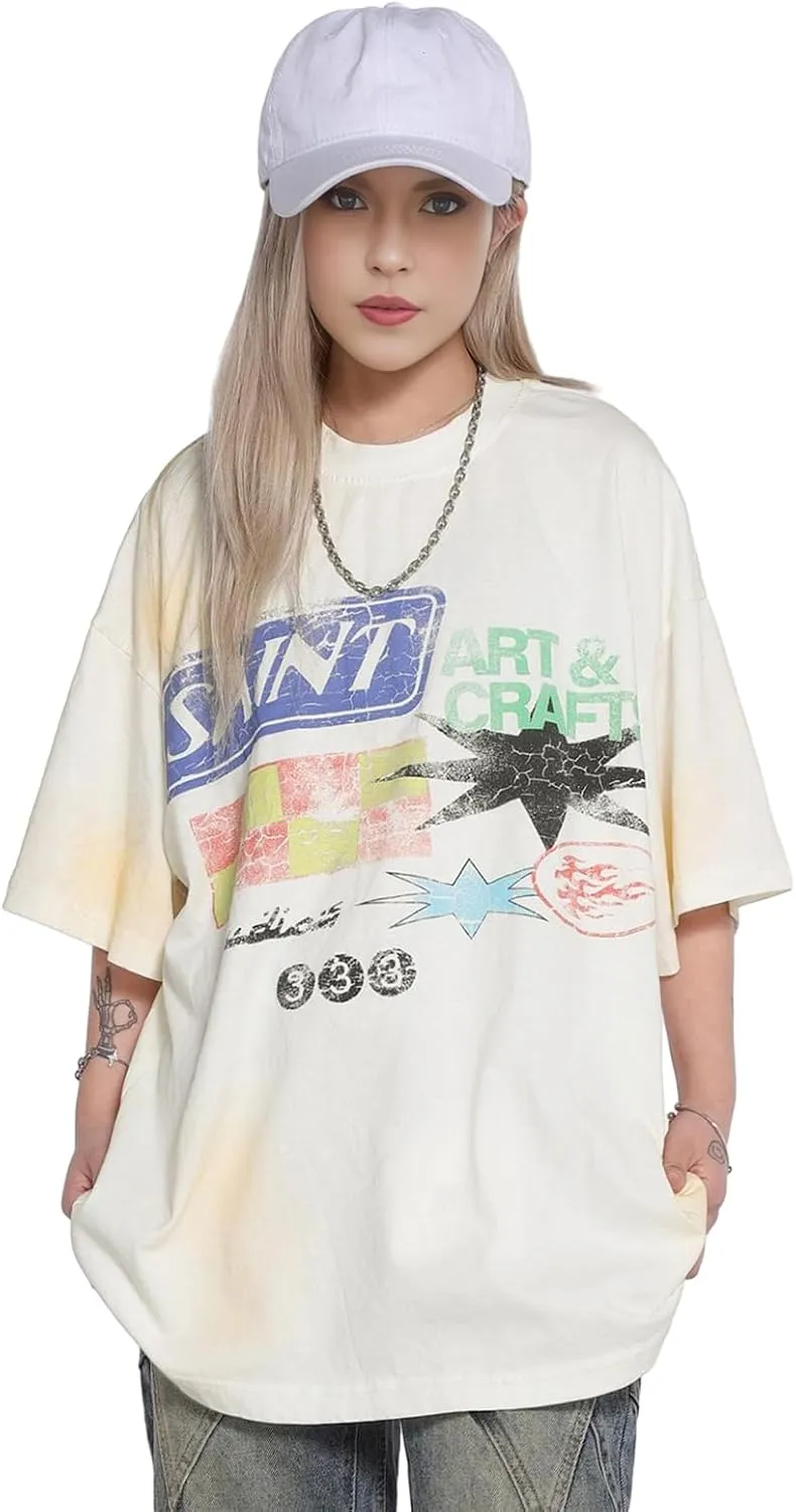 Men's Hip Hop Graphic Print Cotton T-Shirt Fashion Special Design Crewneck Rapper Short Sleeve Tops…