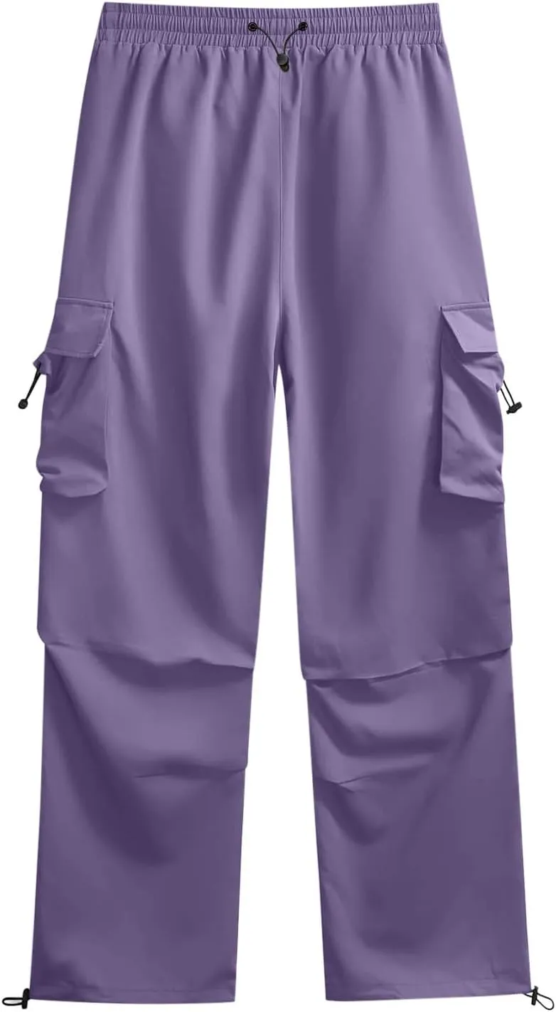 Men's Hip Hop Parachute Jogger Pants Y2K Street Baggy Trousers Rap Hippies Cargo Pants Harem Pants with Pockets