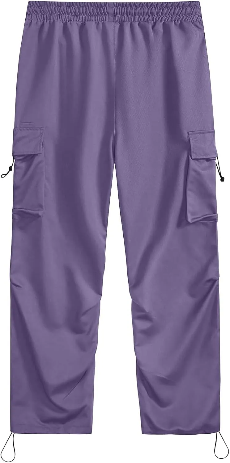 Men's Hip Hop Parachute Jogger Pants Y2K Street Baggy Trousers Rap Hippies Cargo Pants Harem Pants with Pockets