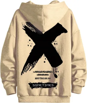 Men's Hoodie Hip Hop Graphic Fleece Hooded Pullover Vintage Printed Long Sleeve Sweatshirt Unisex Streetwear