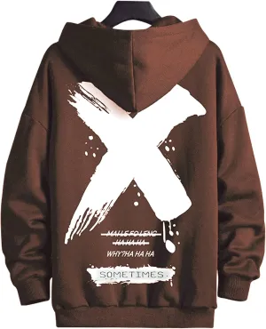 Men's Hoodie Hip Hop Graphic Fleece Hooded Pullover Vintage Printed Long Sleeve Sweatshirt Unisex Streetwear