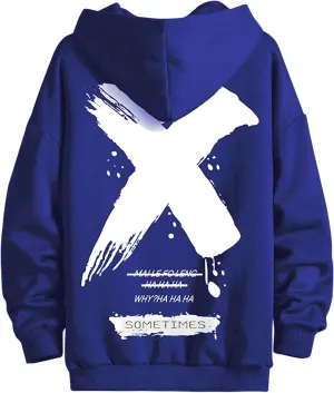 Men's Hoodie Hip Hop Graphic Fleece Hooded Pullover Vintage Printed Long Sleeve Sweatshirt Unisex Streetwear