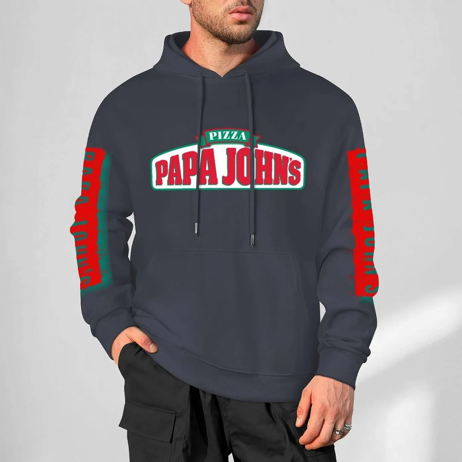Men's Logo Graphic Cotton Hoodie with Big Pocket Long Sleeve Soft Pullover Sweatshirt for Men Work Clothes Tops Hoody
