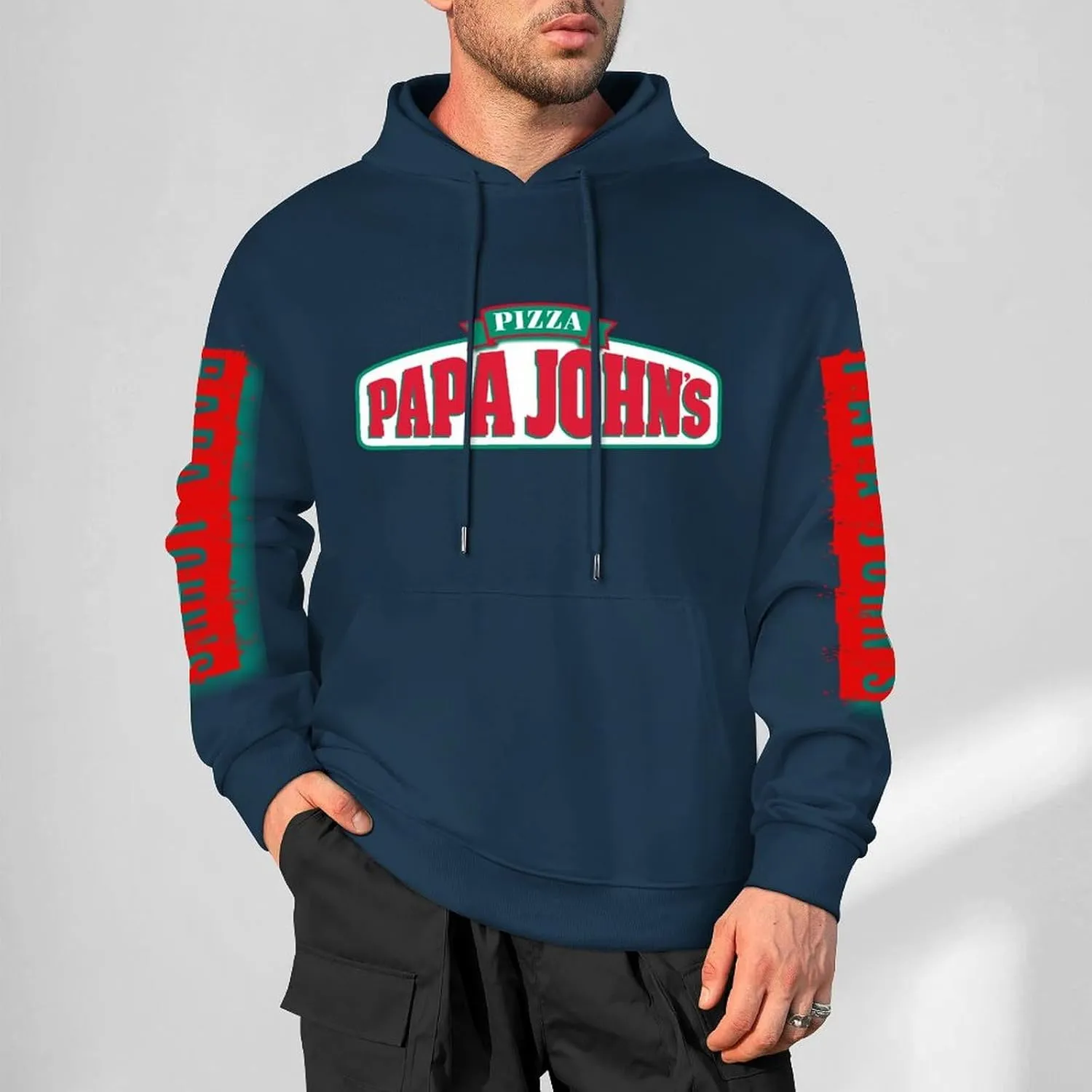 Men's Logo Graphic Cotton Hoodie with Big Pocket Long Sleeve Soft Pullover Sweatshirt for Men Work Clothes Tops Hoody