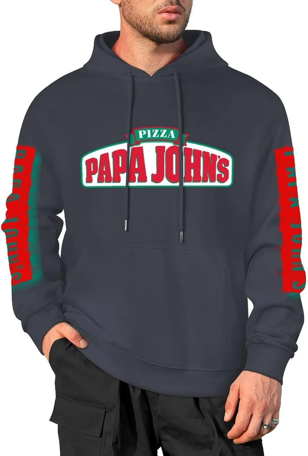 Men's Logo Graphic Cotton Hoodie with Big Pocket Long Sleeve Soft Pullover Sweatshirt for Men Work Clothes Tops Hoody