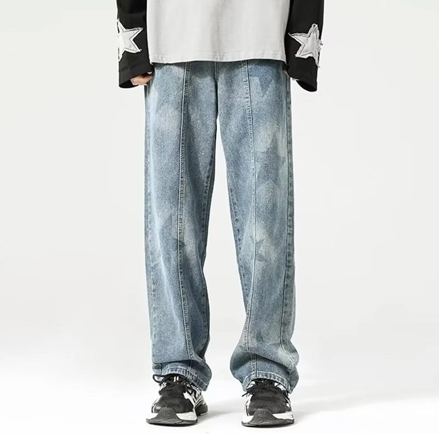 Men's Loose Wide Leg Jeans Streetwear Skateboard Baggy Punk Hip Hop Multi-Pocket Oversized Denim Pants
