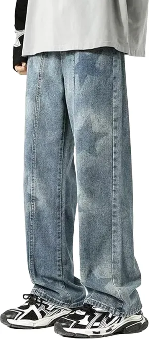 Men's Loose Wide Leg Jeans Streetwear Skateboard Baggy Punk Hip Hop Multi-Pocket Oversized Denim Pants