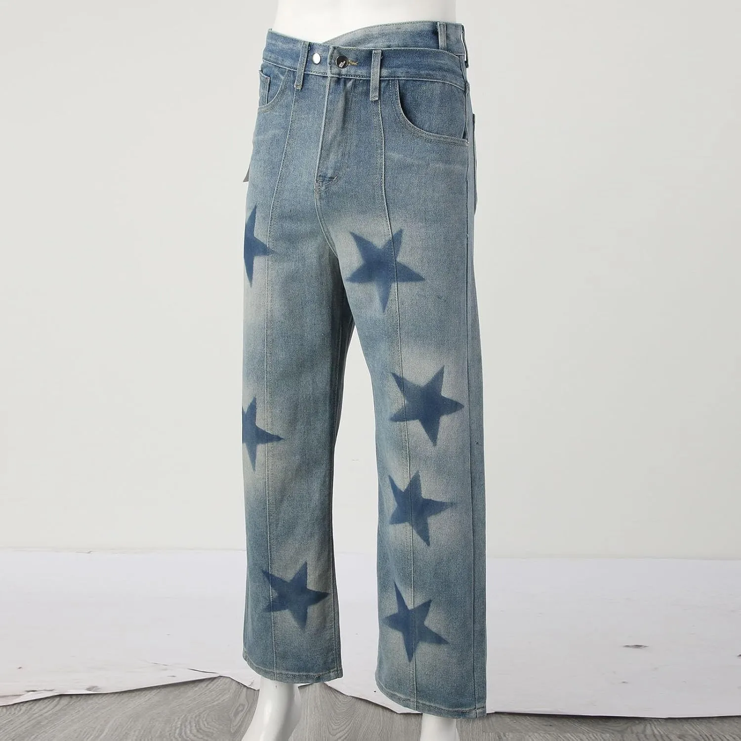 Men's Loose Wide Leg Jeans Streetwear Skateboard Baggy Punk Hip Hop Multi-Pocket Oversized Denim Pants
