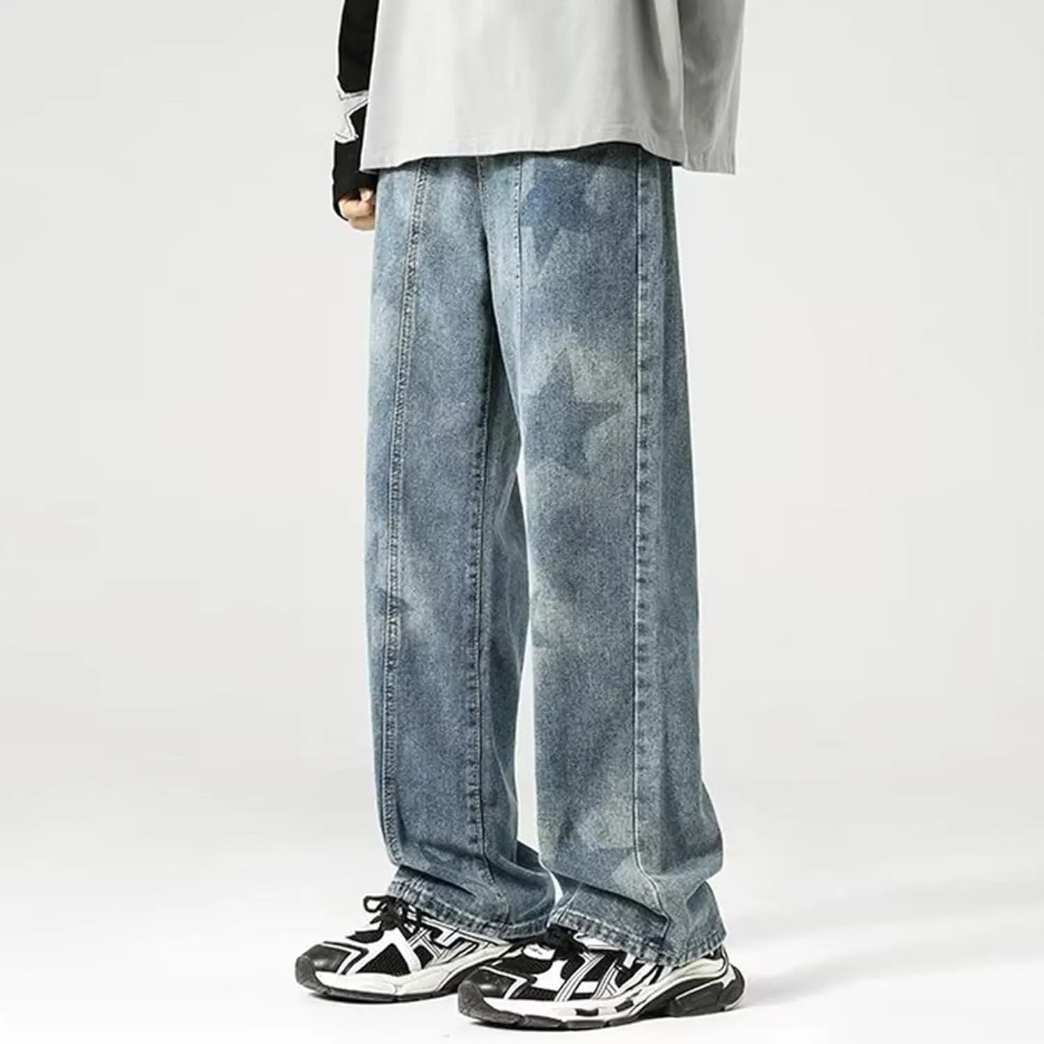 Men's Loose Wide Leg Jeans Streetwear Skateboard Baggy Punk Hip Hop Multi-Pocket Oversized Denim Pants