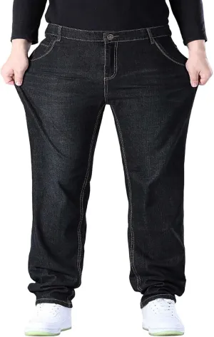 Mens Relaxed Fit Jeans Y2k Hip Hop Streetwear Wide Leg Jean Plus Size Baggy Straight Leg Denim Pants Casual Trousers