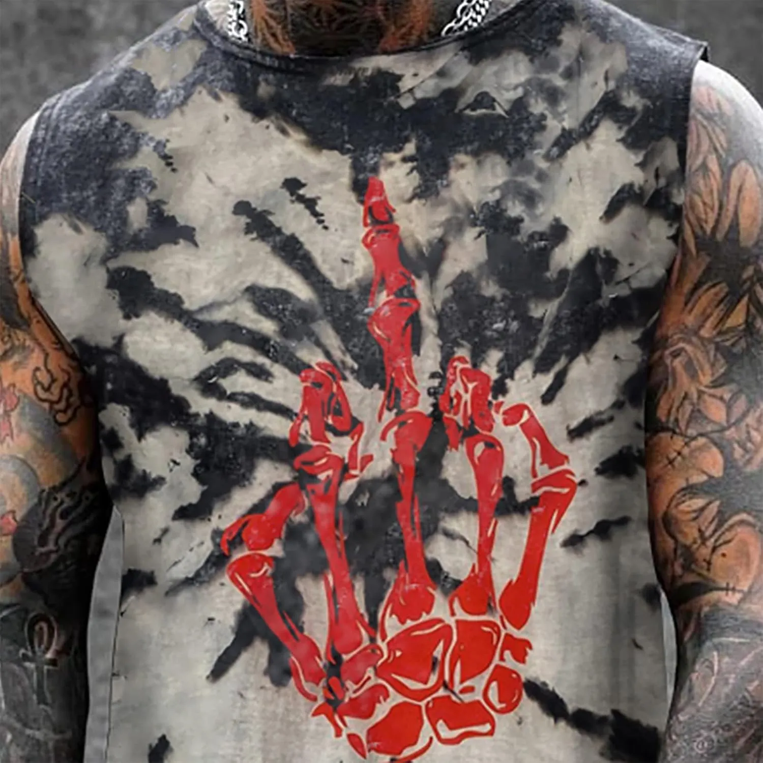 Mens Skull 3D Graphic Print Shirts Tank Tops Gym Workout Crew Neck Sleeveless Casual Shirts Tops