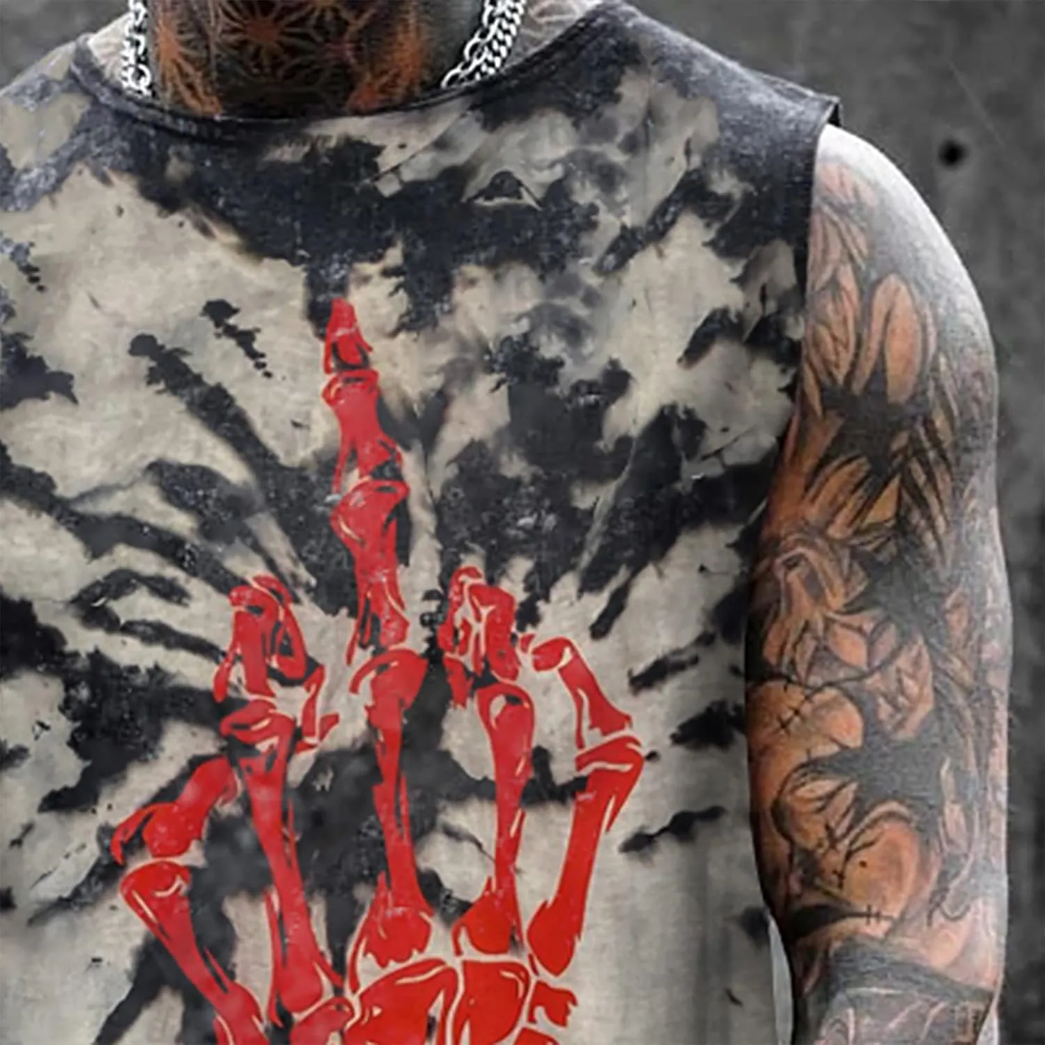 Mens Skull 3D Graphic Print Shirts Tank Tops Gym Workout Crew Neck Sleeveless Casual Shirts Tops