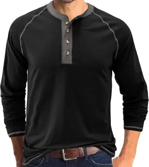 Men's Summer Shirts Long Sleeve Button Pocket Henry Collar Breathable Athletic Summer Comfy Fashion Trendy T-Shirts