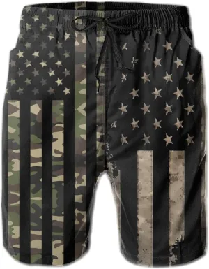 Mens Swim Trunks American Flag Bathing Suit Swimming Shorts Quick Dry Board Shorts Swimsuits with Pockets Mesh Lining