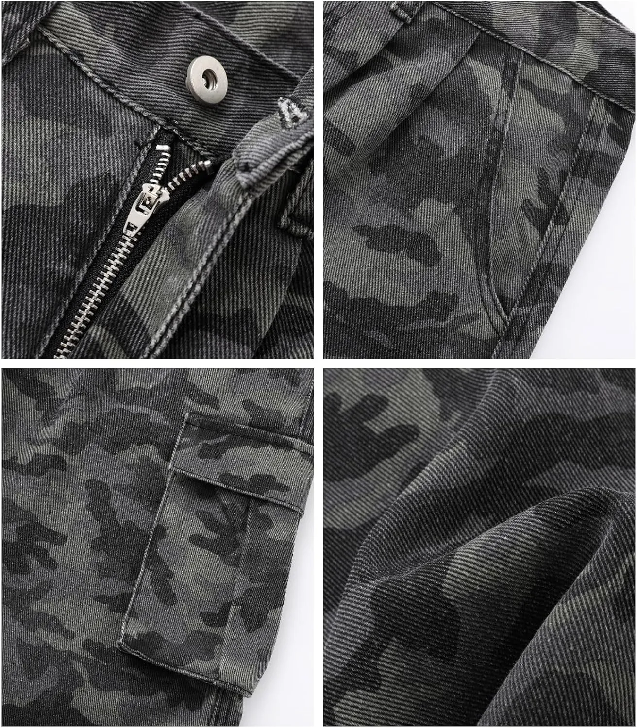 Men's Teen Y2K Jorts Baggy Camo Cargo Jean Shorts Wide Leg Loose Fit Grunge Streetwear Hip Hop Jnco Shorts