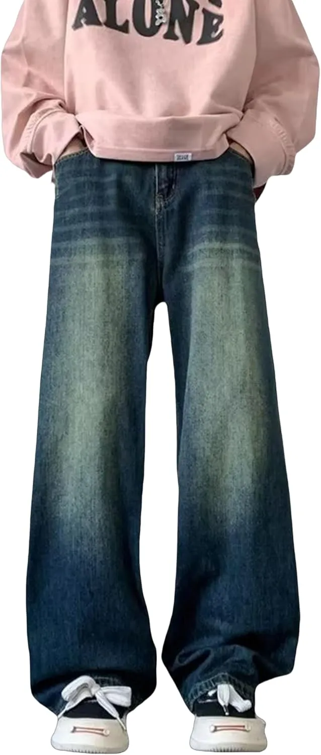 Men's Y2K Jeans Vintage Baggy Jean Pants Grunge Aesthetic Skater Pants Streetwear Relaxed Fit Jeans Trousers