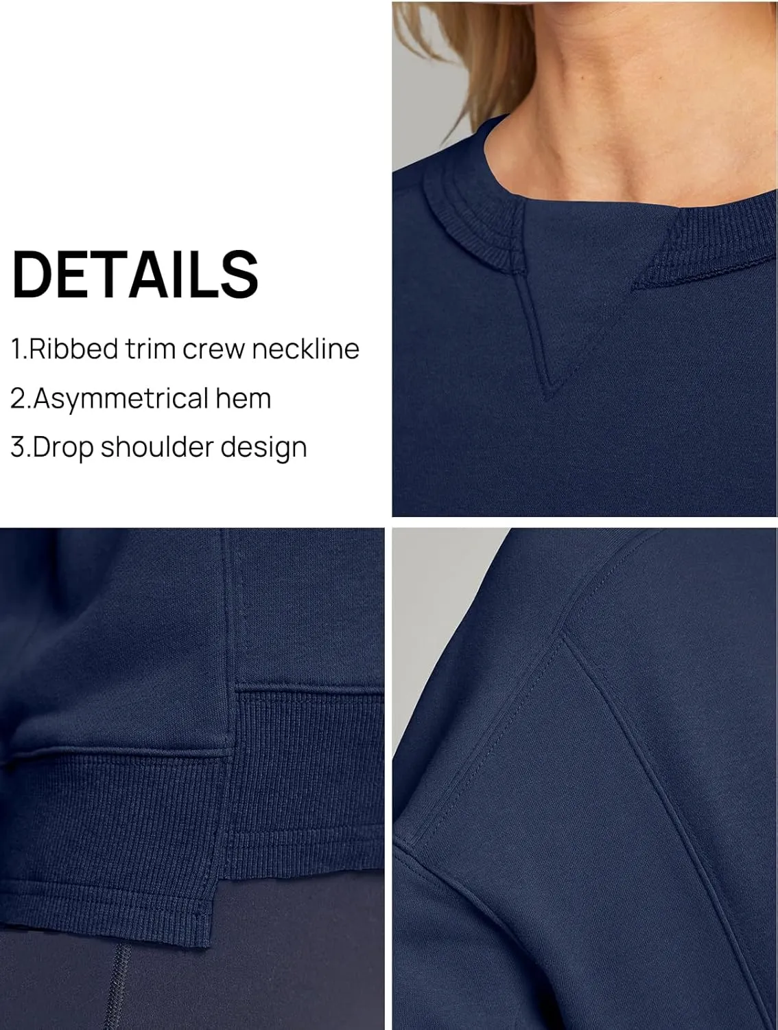 MEROKEETY Women's Oversized Cropped Sweatshirts Crewneck Fleece Workout Pullover Sweater Fall Outfits
