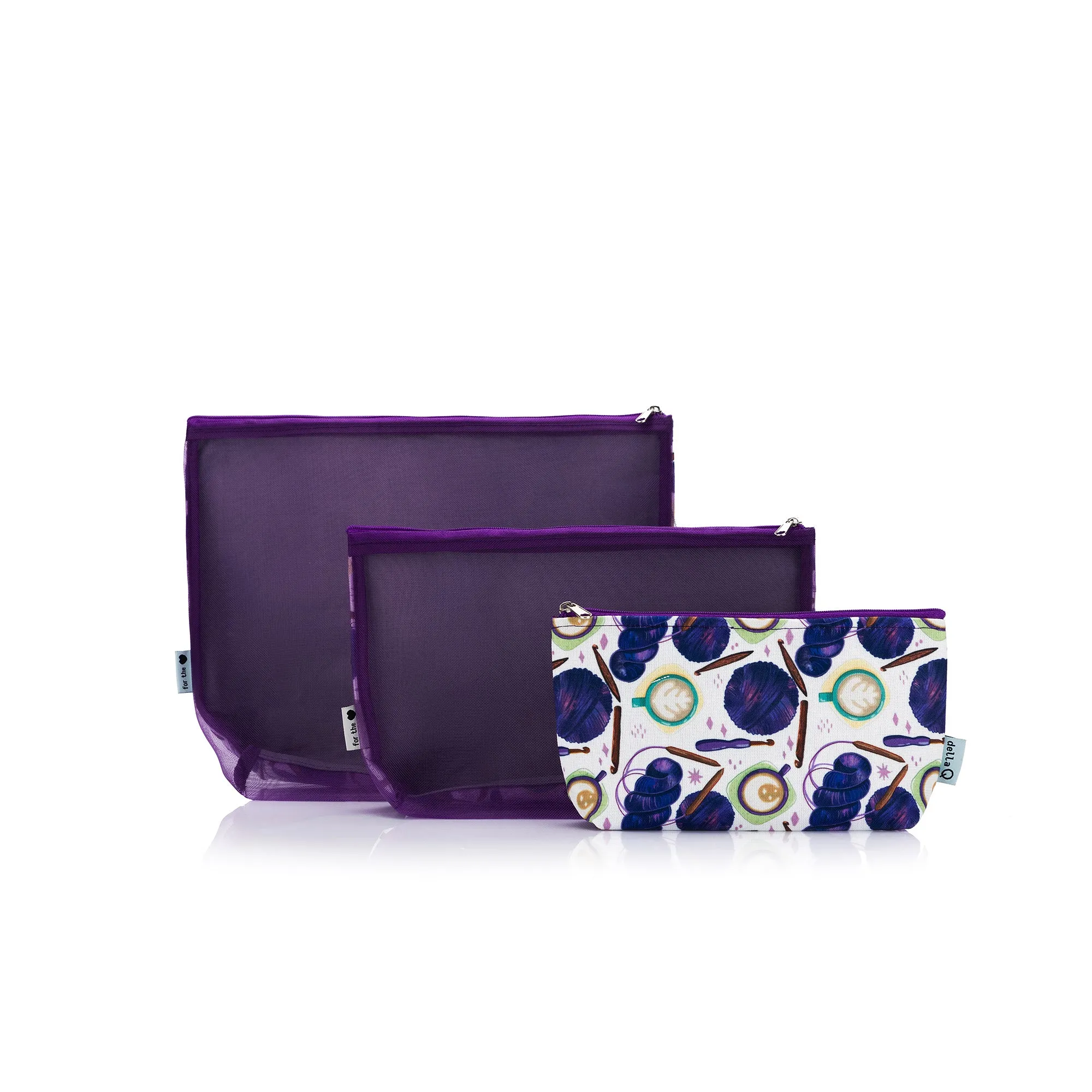 Mesh   Zip Collection | Coffee and Yarn Purple Fabric Print
