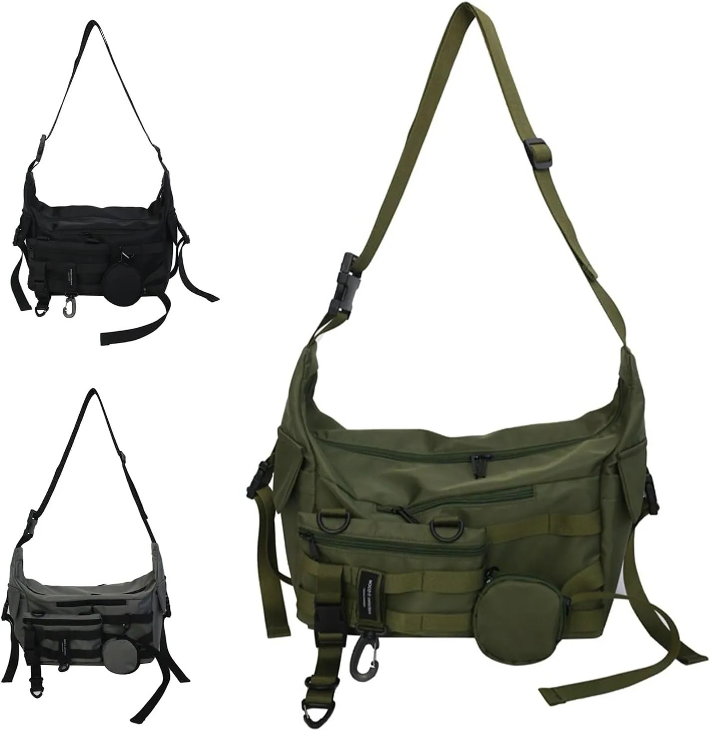 Messenger Bag with Detachable Pouches, 22x10 inches, Canvas Crossbody Shoulder Bag for Men Women