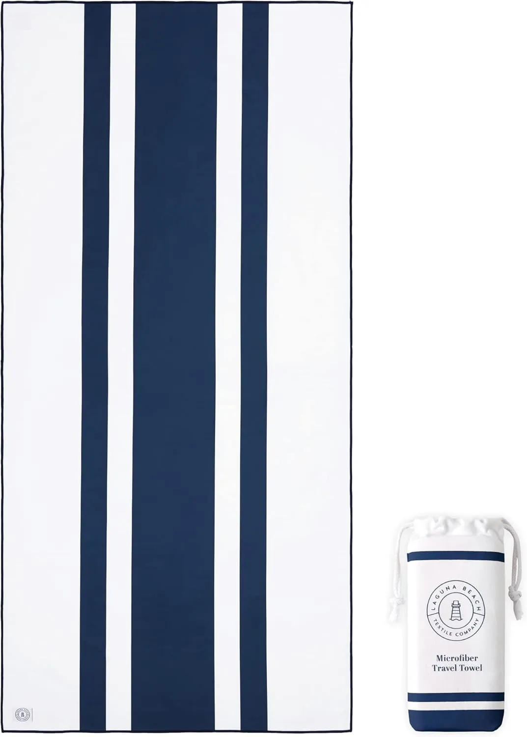 Microfiber Beach Towel by Laguna Beach Textile Co - Pool, Gym, Yoga - Extra Large Travel Towel, Fast Drying, and Sand Free - Deepwater Blue