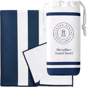 Microfiber Beach Towel by Laguna Beach Textile Co - Pool, Gym, Yoga - Extra Large Travel Towel, Fast Drying, and Sand Free - Deepwater Blue