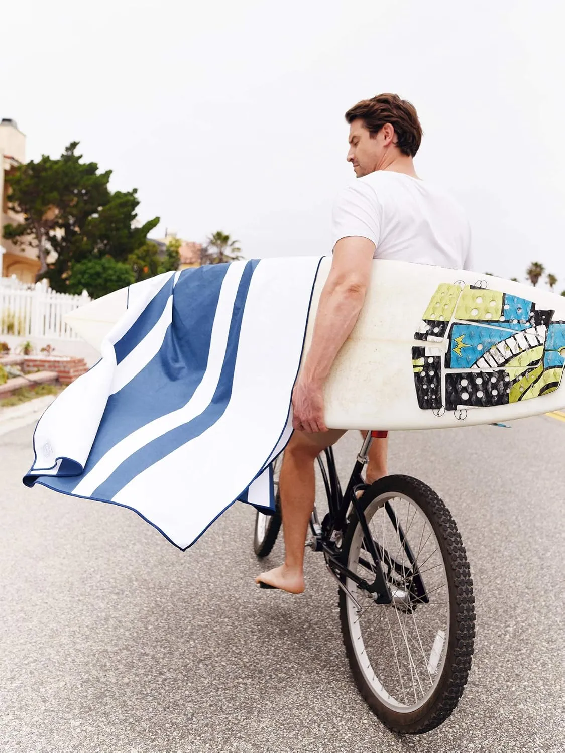 Microfiber Beach Towel by Laguna Beach Textile Co - Pool, Gym, Yoga - Extra Large Travel Towel, Fast Drying, and Sand Free - Deepwater Blue
