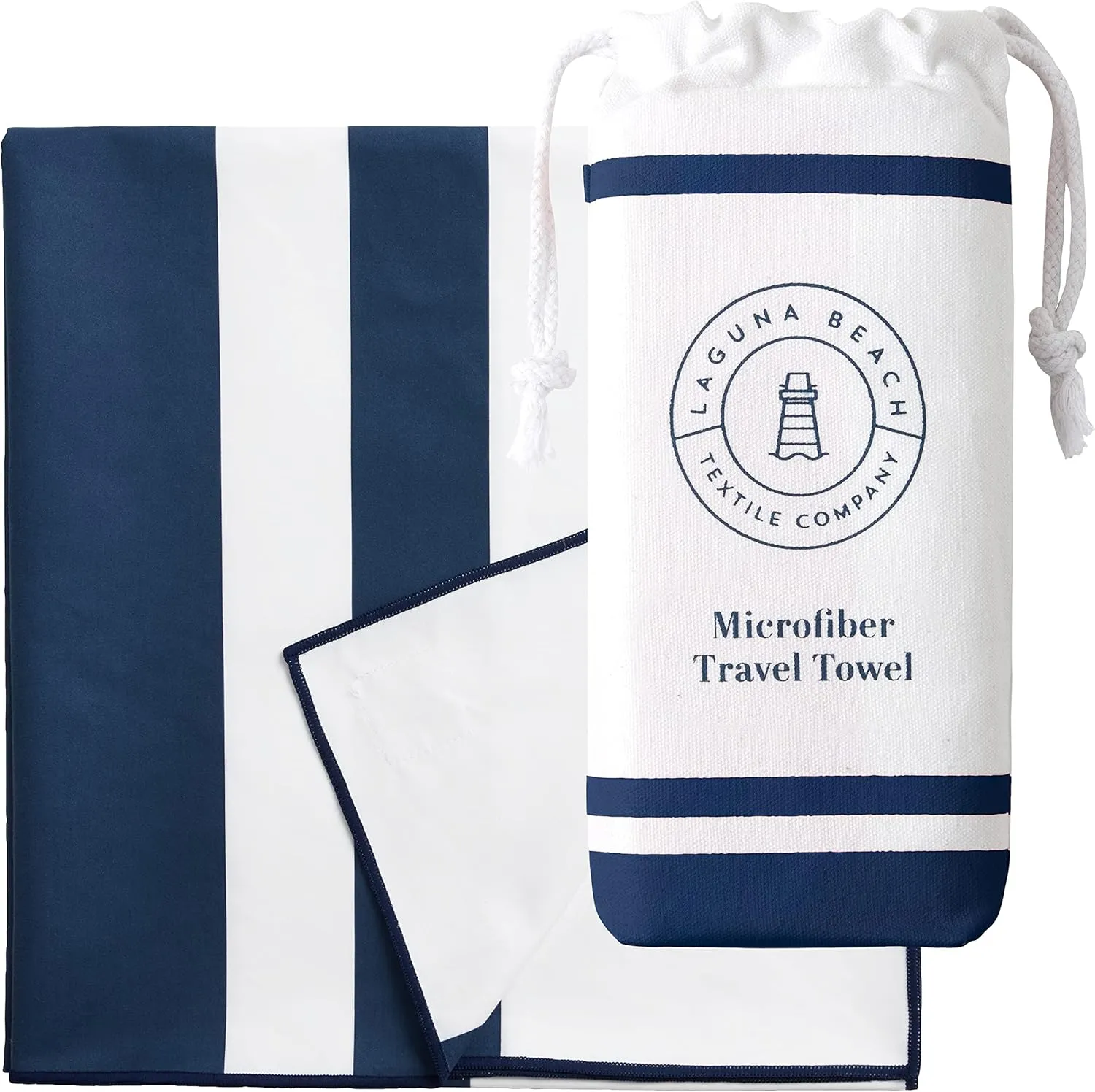 Microfiber Beach Towel by Laguna Beach Textile Co - Pool, Gym, Yoga - Extra Large Travel Towel, Fast Drying, and Sand Free - Deepwater Blue