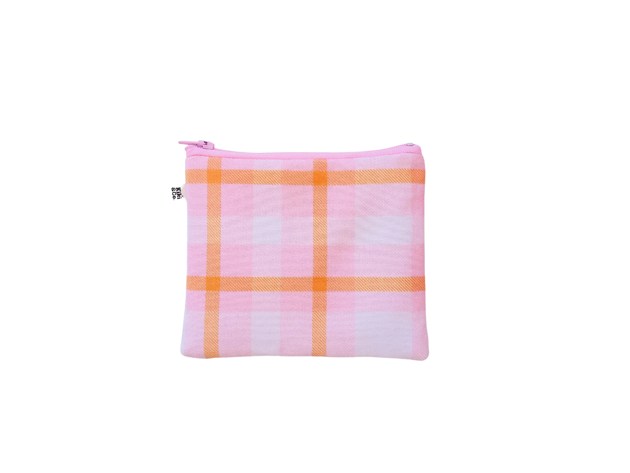 Mini Zipper- Pink/Orange Plaid