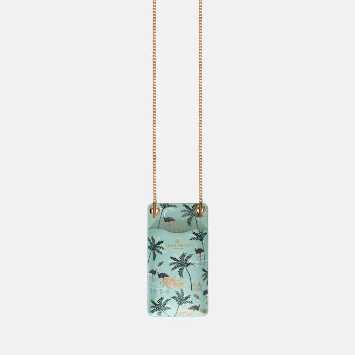 Mint Ostrich & Palms Phone Pouch