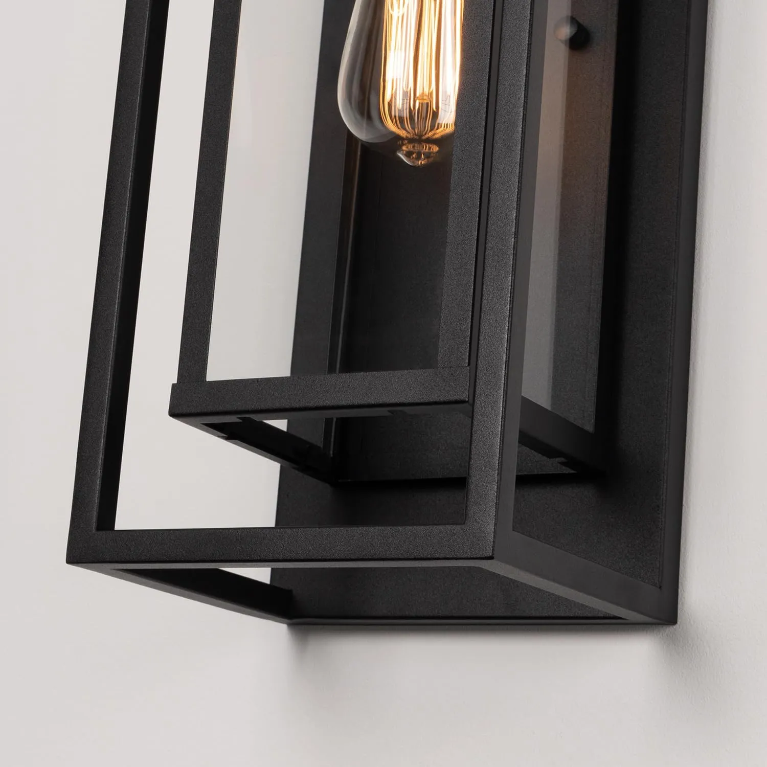 mirrea 18" Classic Outdoor Wall Sconce 1 Light in Matte Black Rectangular Metal Frame and Clear Glass Shade Waterproof Porch Light Patio Light Pack of 2