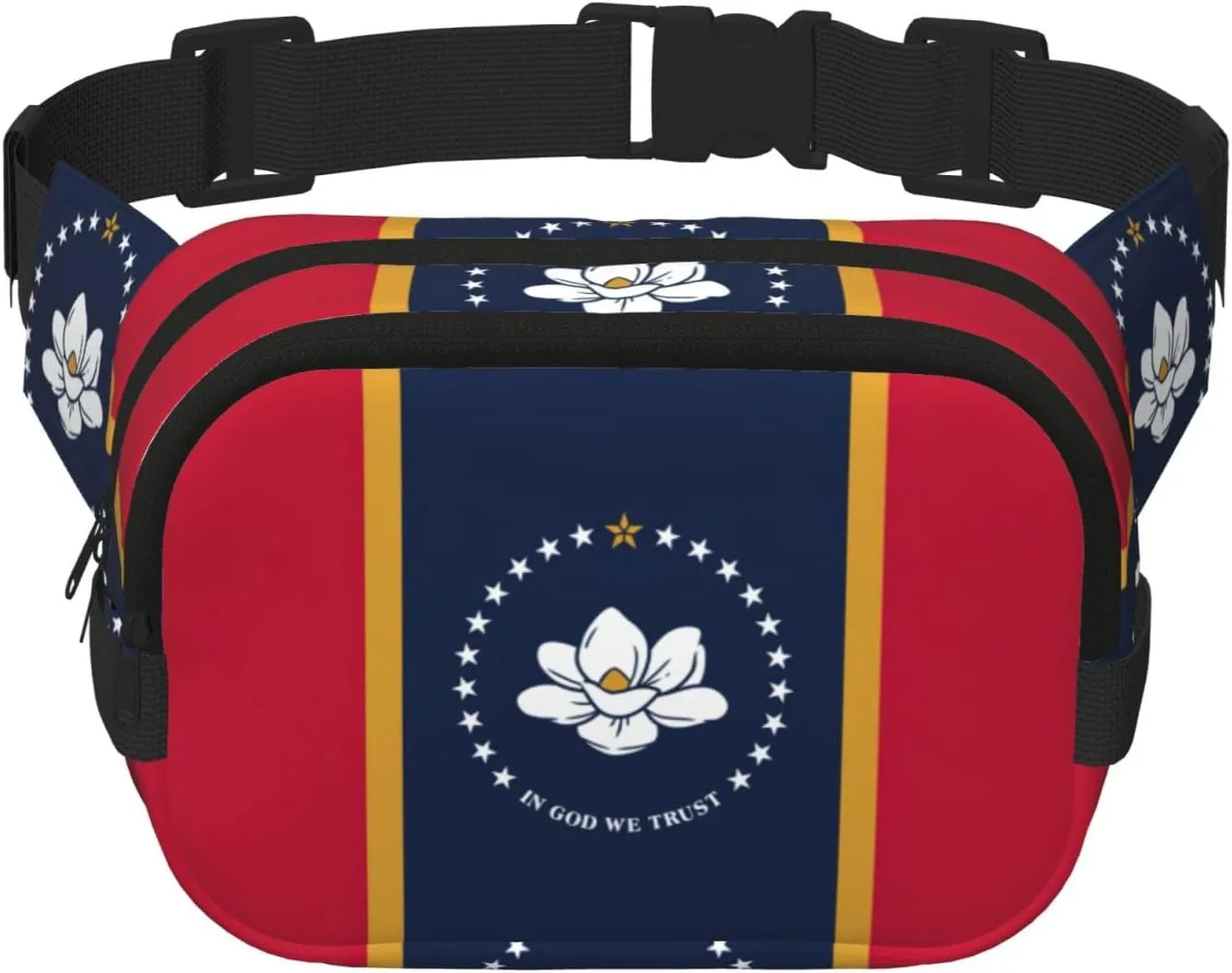 Mississippi State Flag print Fanny Pack Waist Packs with Extender for Men Women, Waist Bag Hip Pack with Zipper Pockets