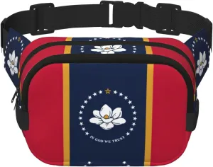 Mississippi State Flag print Fanny Pack Waist Packs with Extender for Men Women, Waist Bag Hip Pack with Zipper Pockets
