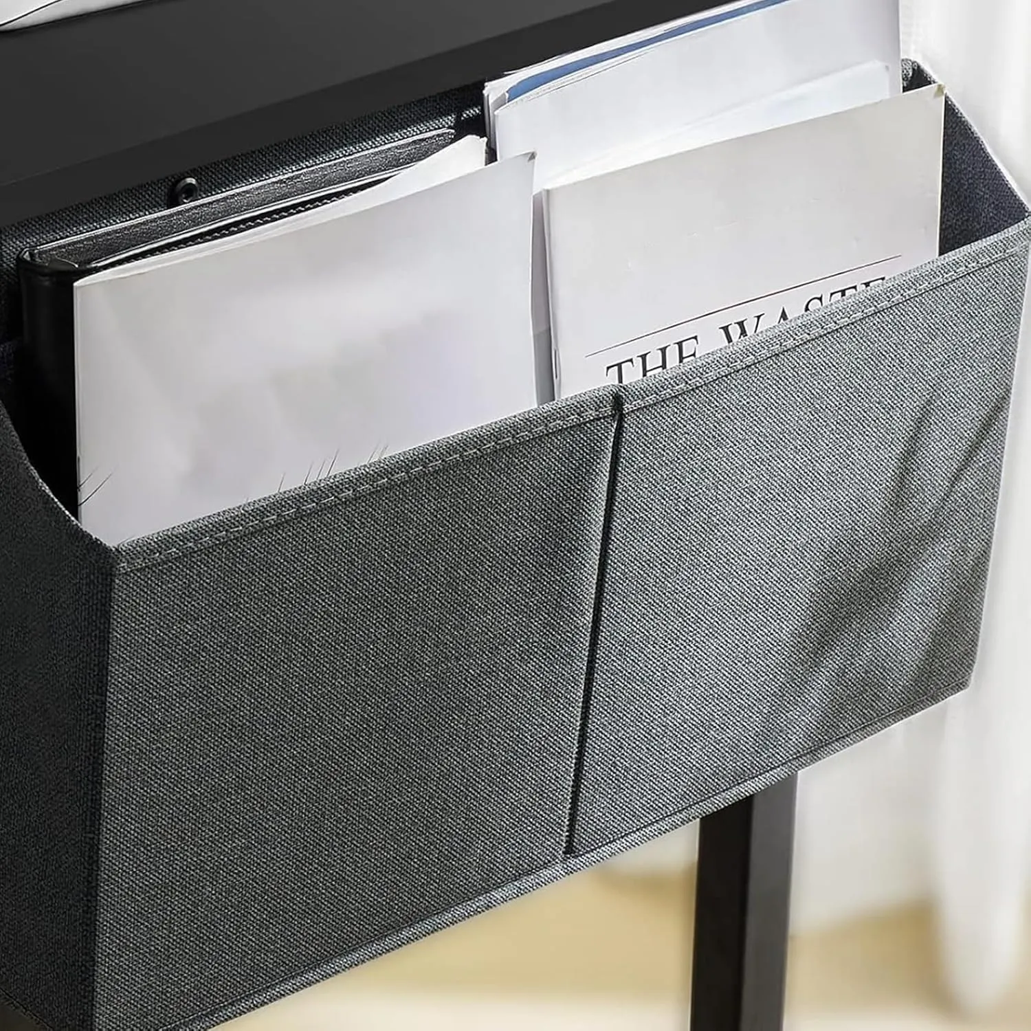 Modern Minimalist Computer Desk - Robust Home Office Desk with Eco-Friendly Desktop, Storage Bag & Hook - for Study, Writing desks, Workspace Organization (Black, 30-inch)