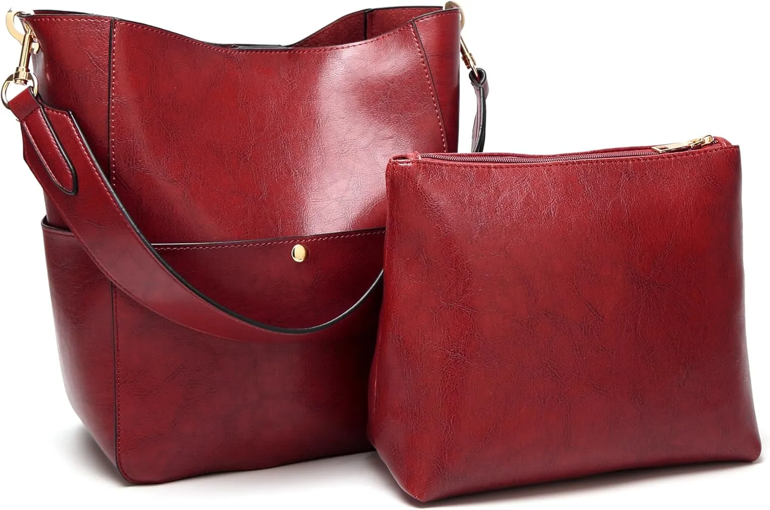 Molodo Womens Handbag, Pu Leather Bucket Tote Purse And Handbags Medium Satchel Hobo Purse Designer Work Shoulder Bags