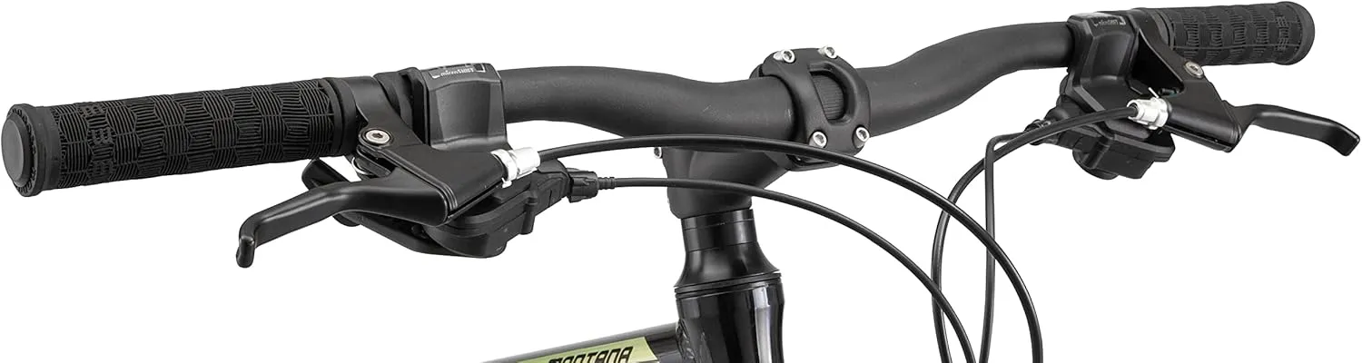 Mongoose Montana Sport and Comp Men and Women Mountain Bike, 18 or 21-Speed Drivetrain with Trigger Shifters, 15 to 18.5-Inch Frames, 27.5-Inch Wheels