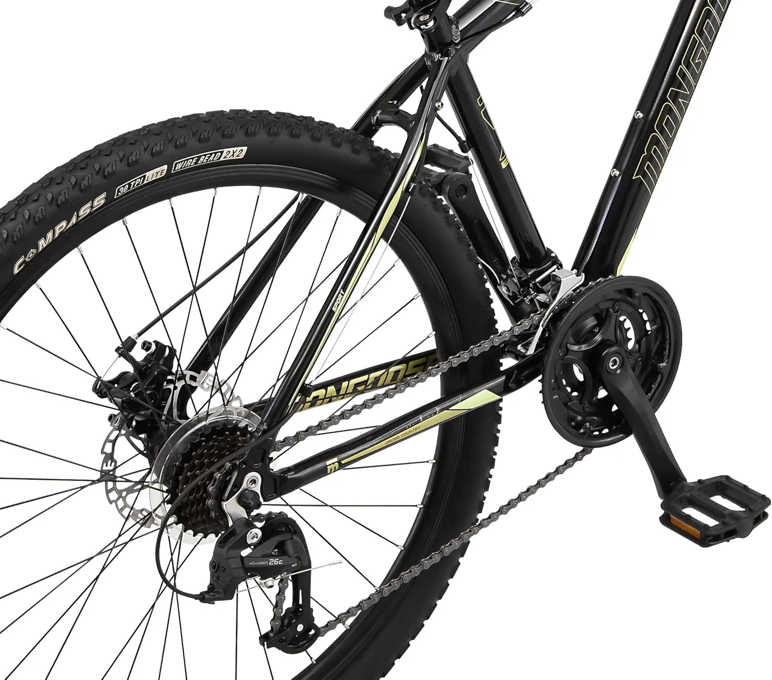 Mongoose Montana Sport and Comp Men and Women Mountain Bike, 18 or 21-Speed Drivetrain with Trigger Shifters, 15 to 18.5-Inch Frames, 27.5-Inch Wheels