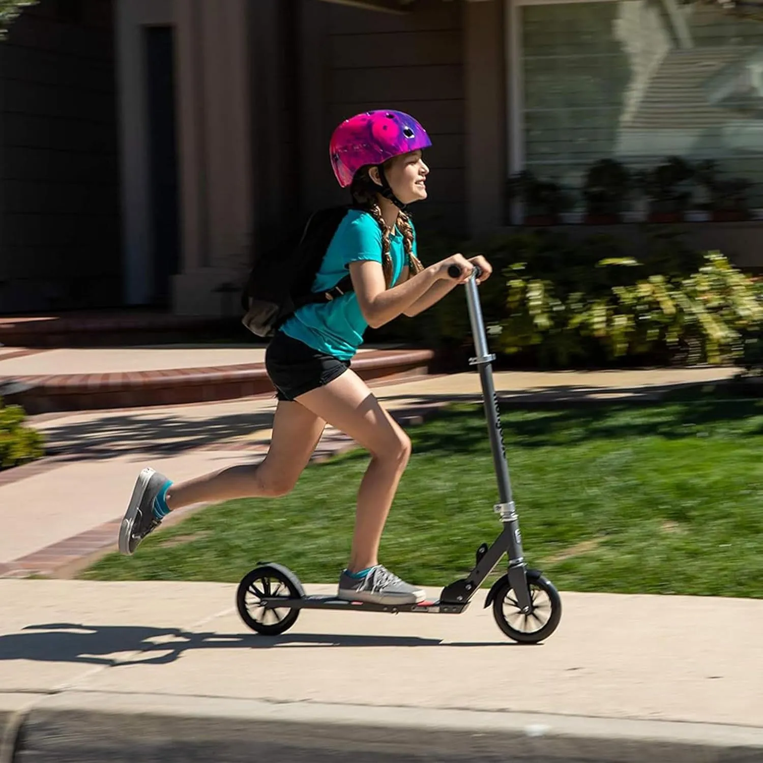 Mongoose Trace Kick Scooter for Youth Adult Boys and Girls, Quick-Release, Lightweight & Easy Folding Scooter, Bike Style Grips, Supports 176 lb Up to 220 lbs
