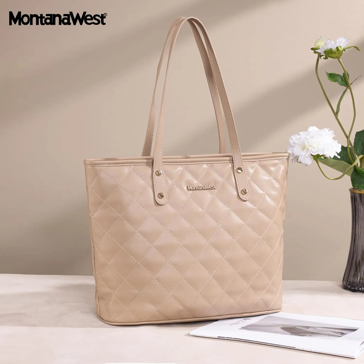Montana West Quilted Handbag for Women Tote Purse Shoulder Bag Large Fashion Hobo Purse
