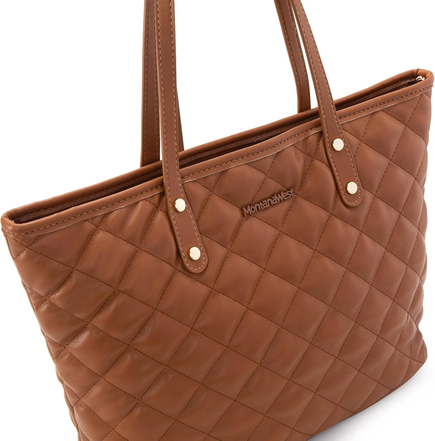 Montana West Quilted Tote Bag for Women Large Shoulder Bag Fashion Handbags with Top Zipper