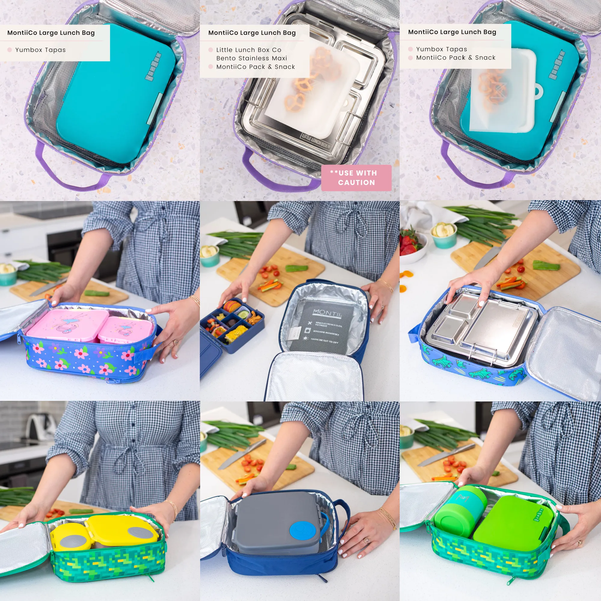 MontiiCo Large Insulated Lunch Bag - Butterflies