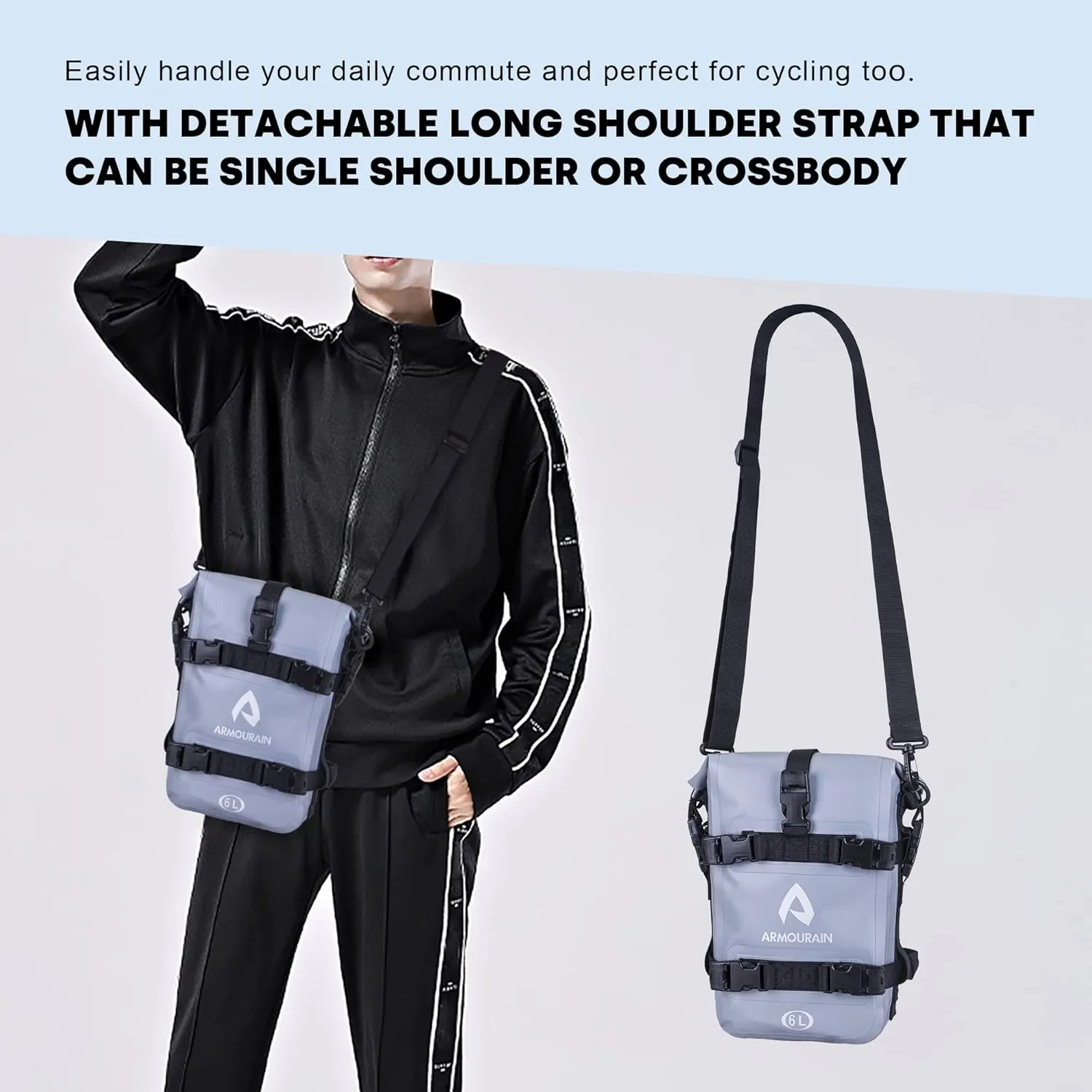 Motorcycle Bumpers Bag Waterproof 6L/15L Motor Crash Bar Bag with Shoulder Strap Motorcycles Side Frame Bag Riding Tools Accessories