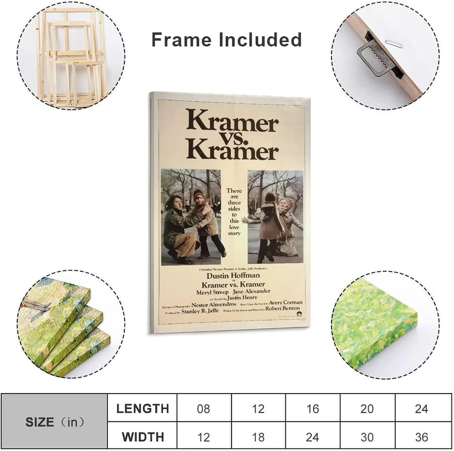 Movie Posters Kramer Vs. Kramer (5) Wall Art Paintings Canvas Wall Decor Home Decor Living Room Decor Aesthetic 20x30inch(50x75cm) Frame-Style