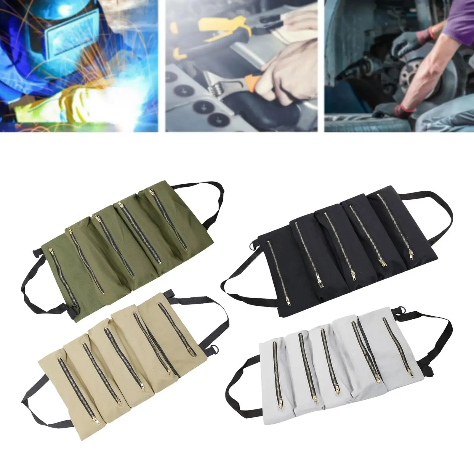 Multipurpose Roll up Tool Bag W/ Foldable Pouches