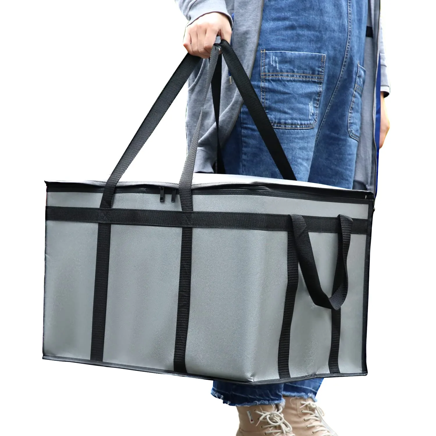 musbus 4 PACK XXXL Insulated Food Delivery Bag Cooler Bags Keep Food Warm Catering Therma for doordash Catering Cooler Bags Therma 22w x 14 lx 13d Shopper hot Grey