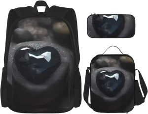 Mysterious Love Stonebackpack 3 Piece Set, Duffel Bag,* Casual Backpack, Girls Boys Backpack For Hiking, School