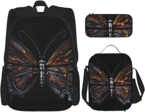 Mystery Butterflybackpack 3 Piece Set, Duffel Bag, Casual Backpack, Girls Boys Backpack For Hiking, School