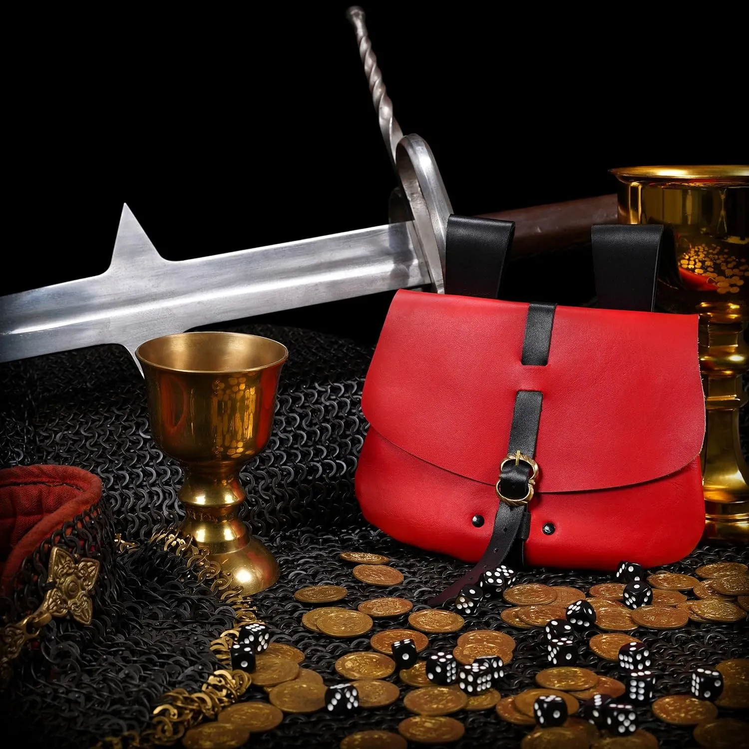 Mythrojan Late Medieval Belt Bag, Ideal for SCA Renaissance LARP Reenactment & Ren Fair