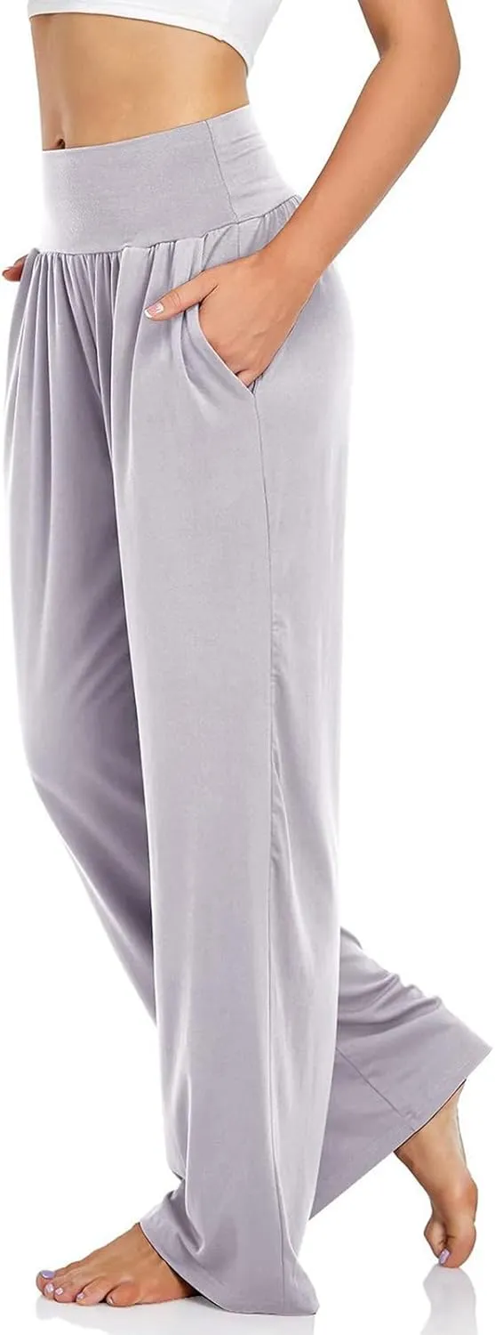 NANJUN Women's High-Waisted Yoga Pants - Soft Wide Leg Lounge Sweatpants with Pockets, Everyday Comfort.